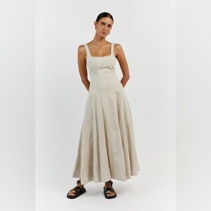 DISSH MILAHN NATURAL LINEN MIDI DRESS